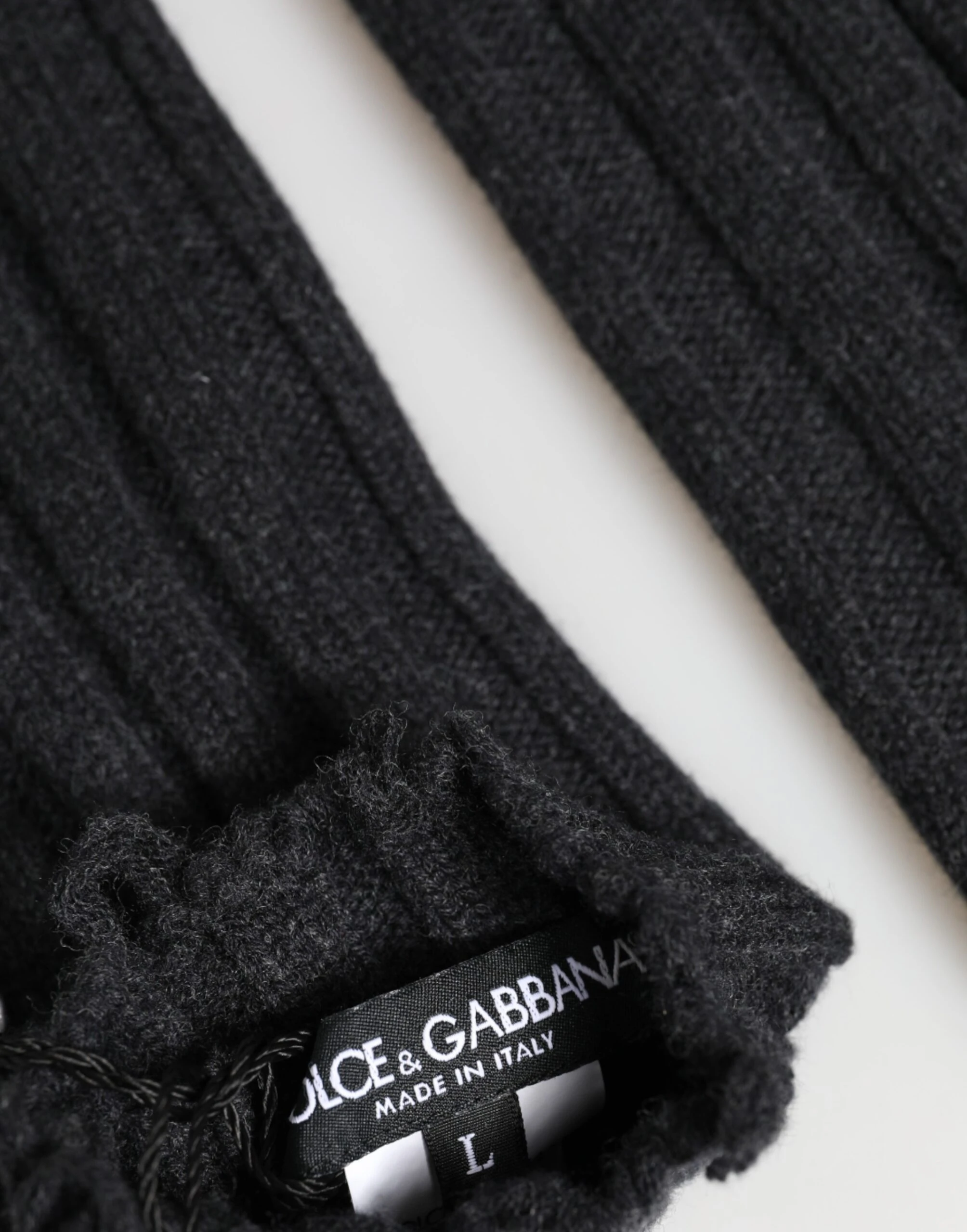 Черные вязаные перчатки без пальцев из шерсти Virgin Dolce & Gabbana
