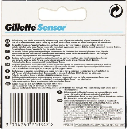 Лезвия Gillette Sensor для мужчин