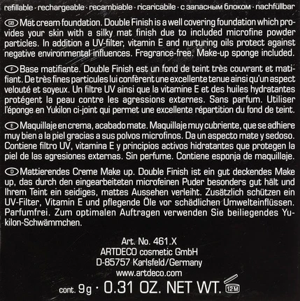 Крем-пудра Double Finish Mattifying Makeup Artdeco