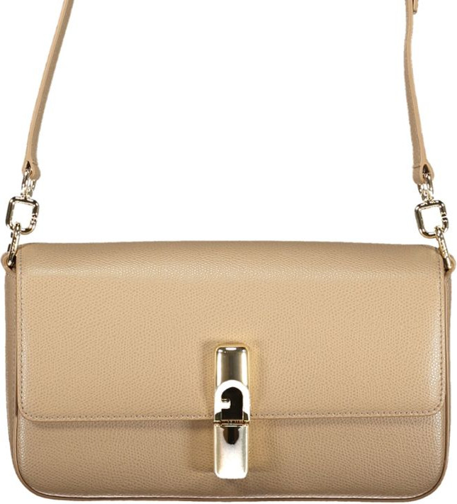 Бежевая кожаная сумка Furla