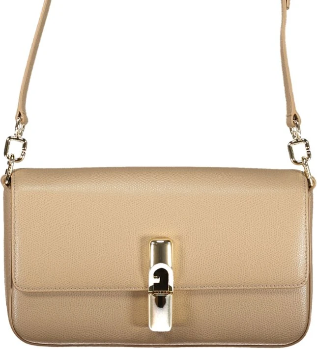 Бежевая кожаная сумка Furla