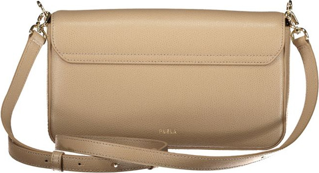 Бежевая кожаная сумка Furla