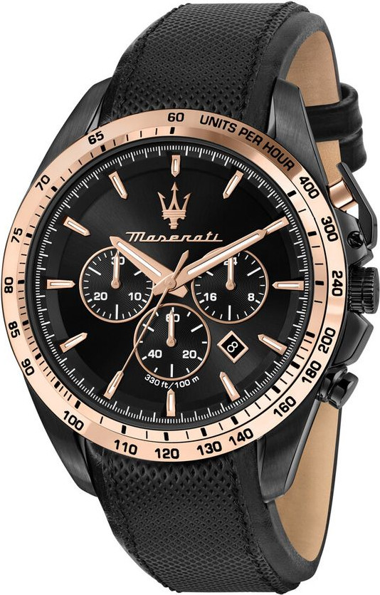 Коричневые кожаные часы Maserati