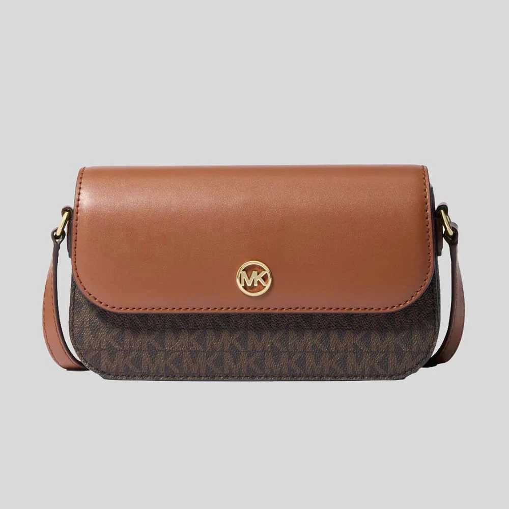 Коричневая кожаная сумка через плечо Michael Kors