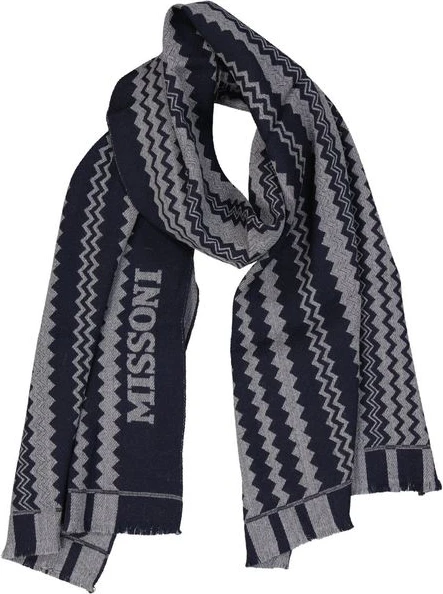 Синий шерстяной шарф Missoni
