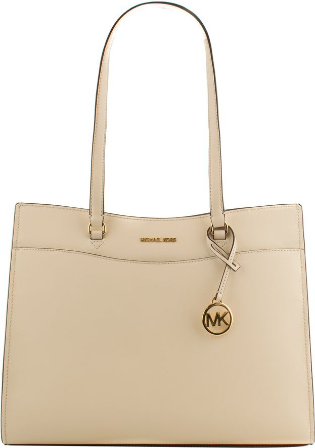 Бежевая кожаная сумка Michael Kors