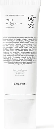 Легкий солнцезащитный крем SPF50+ Transparent Labs
