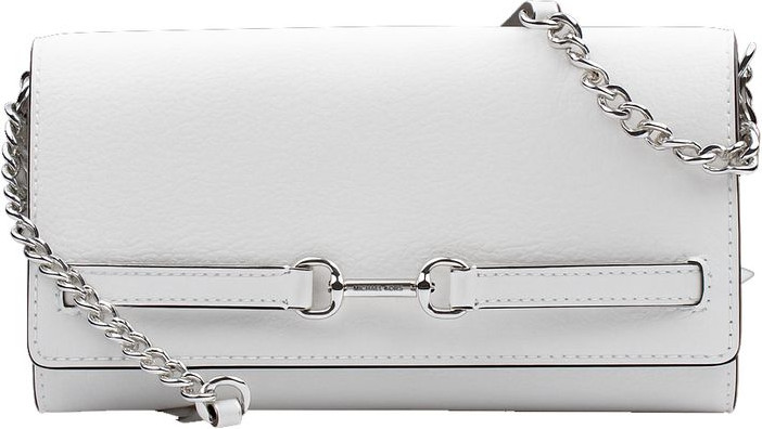 Белая сумка через плечо с мехом Michael Kors
