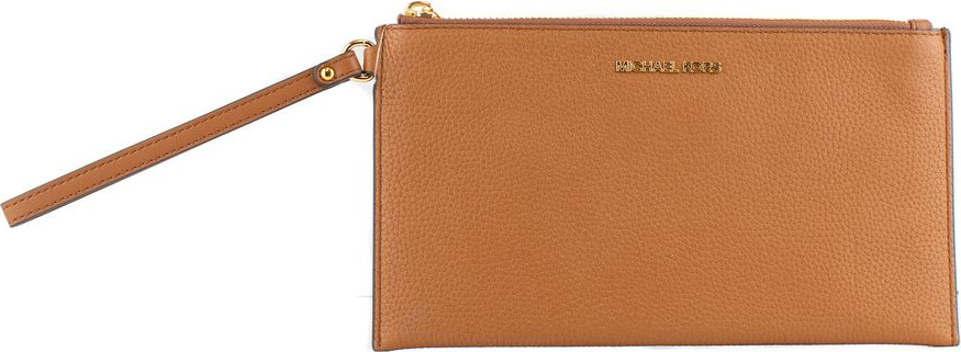 Коричневая кожаная сумка-клатч Michael Kors
