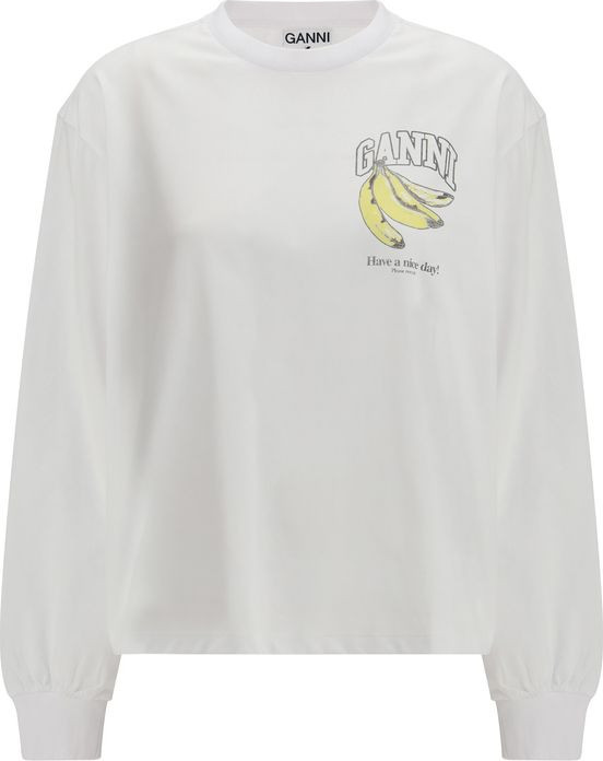 T-shirt GANNI White Cotton Long Sleeve