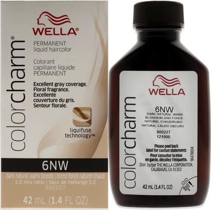 Стойкая жидкая краска для волос Wella 6nw темно-натуральный теплый блонд