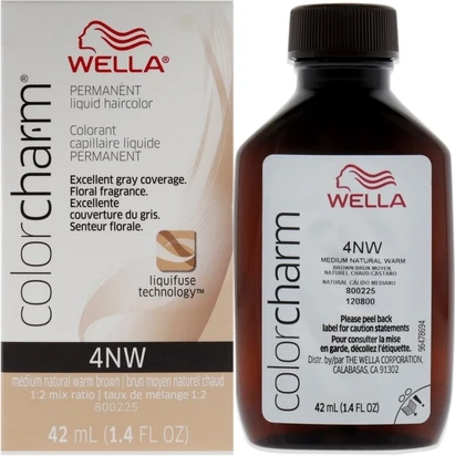 Стойкая жидкая краска для волос Wella 4nw Средний натуральный теплый блонд