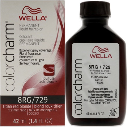 Стойкая жидкая краска для волос Wella 729 8rg Тициановый красно-русый