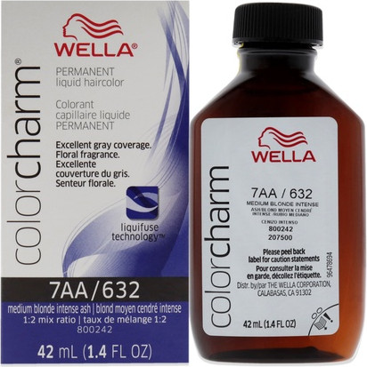Стойкая жидкая краска для волос Wella 7aa Средне-русый интенсивный пепельный