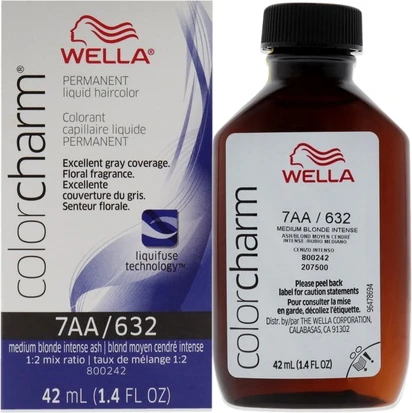 Стойкая жидкая краска для волос Wella 7aa Средне-русый интенсивный пепельный