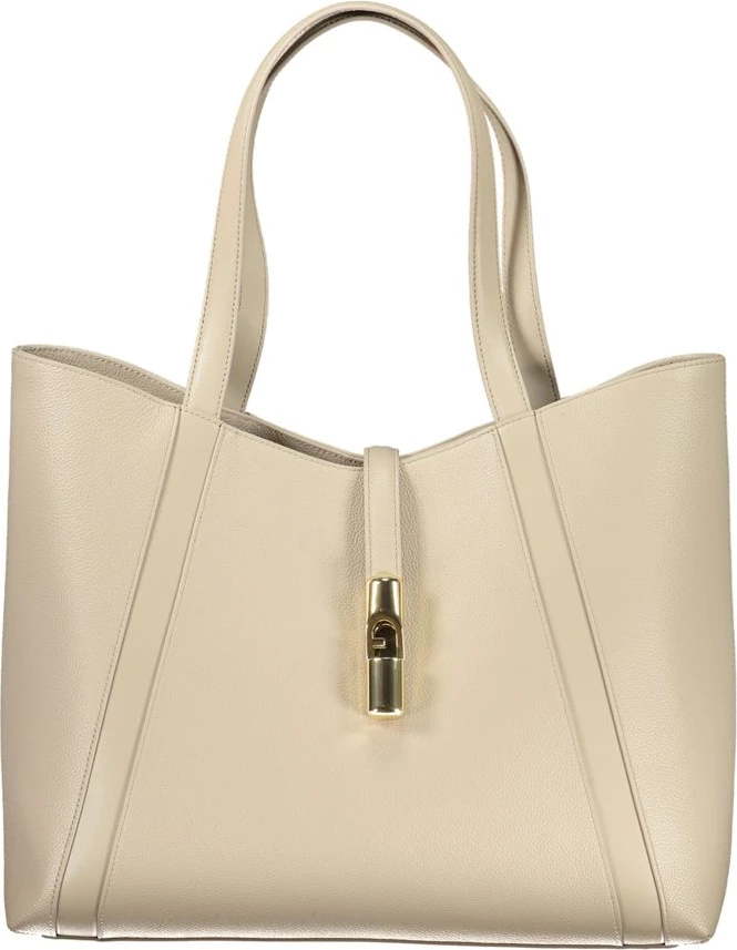 Бежевая кожаная сумка Furla