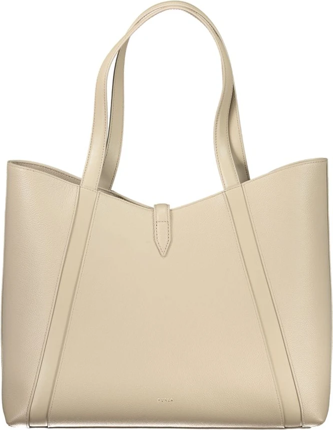 Бежевая кожаная сумка Furla
