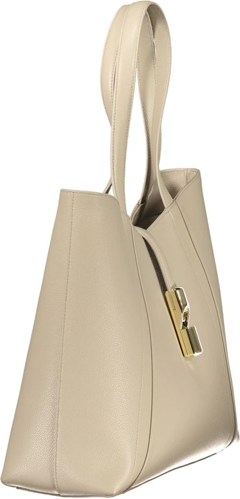 Бежевая кожаная сумка Furla