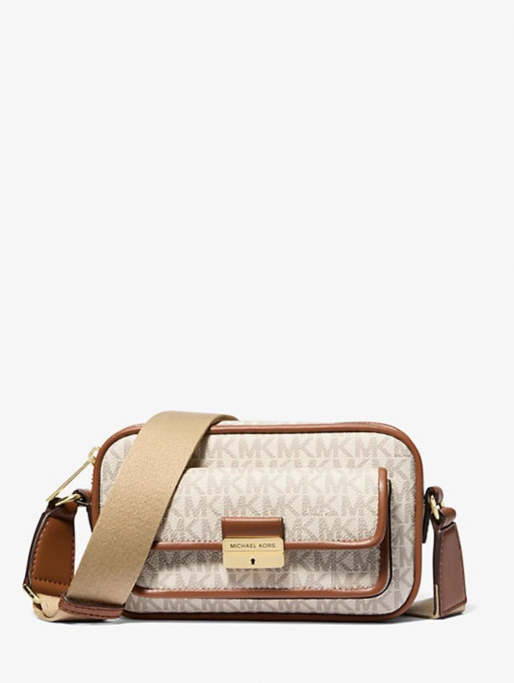 Бежевая сумка через плечо из меха Michael Kors