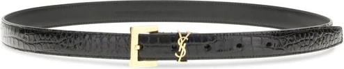 Black Calf Leather Bos Taurus Regular Belt Saint Laurent