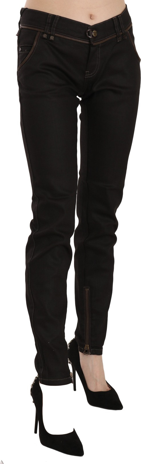 Denim Jeans John Galliano Cotton Black Mid Waist Skinny