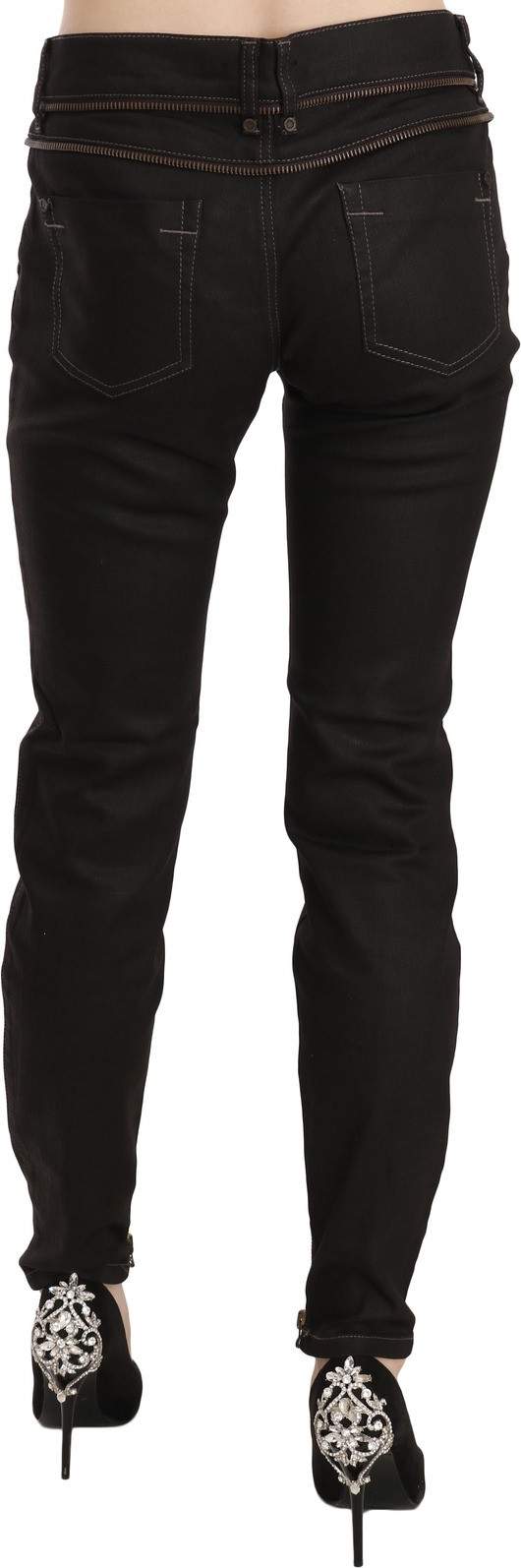 Denim Jeans John Galliano Cotton Black Mid Waist Skinny