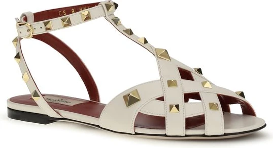 Flat Sandals Valentino Garavani Beige Goatskin