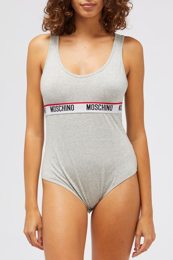 Gray Cotton Bodysuit Moschino