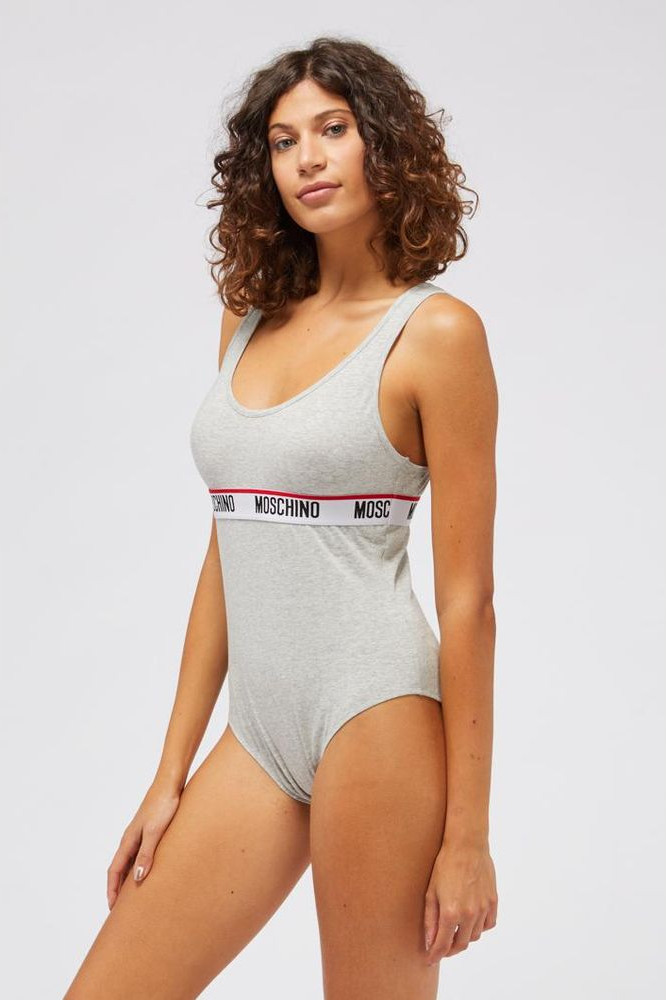 Gray Cotton Bodysuit Moschino