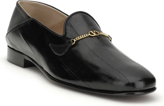 Loafers Valentino Garavani Black Calf Leather Bos Taurus Slip-On
