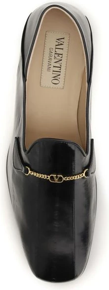 Loafers Valentino Garavani Black Calf Leather Bos Taurus Slip-On