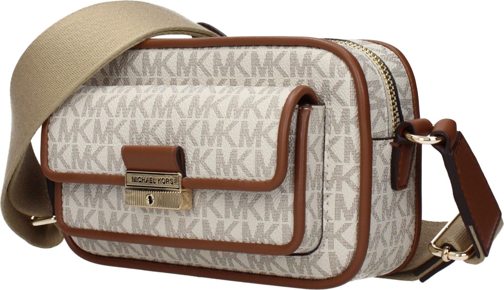 Michael Kors Бежевая сумка через плечо из ткани