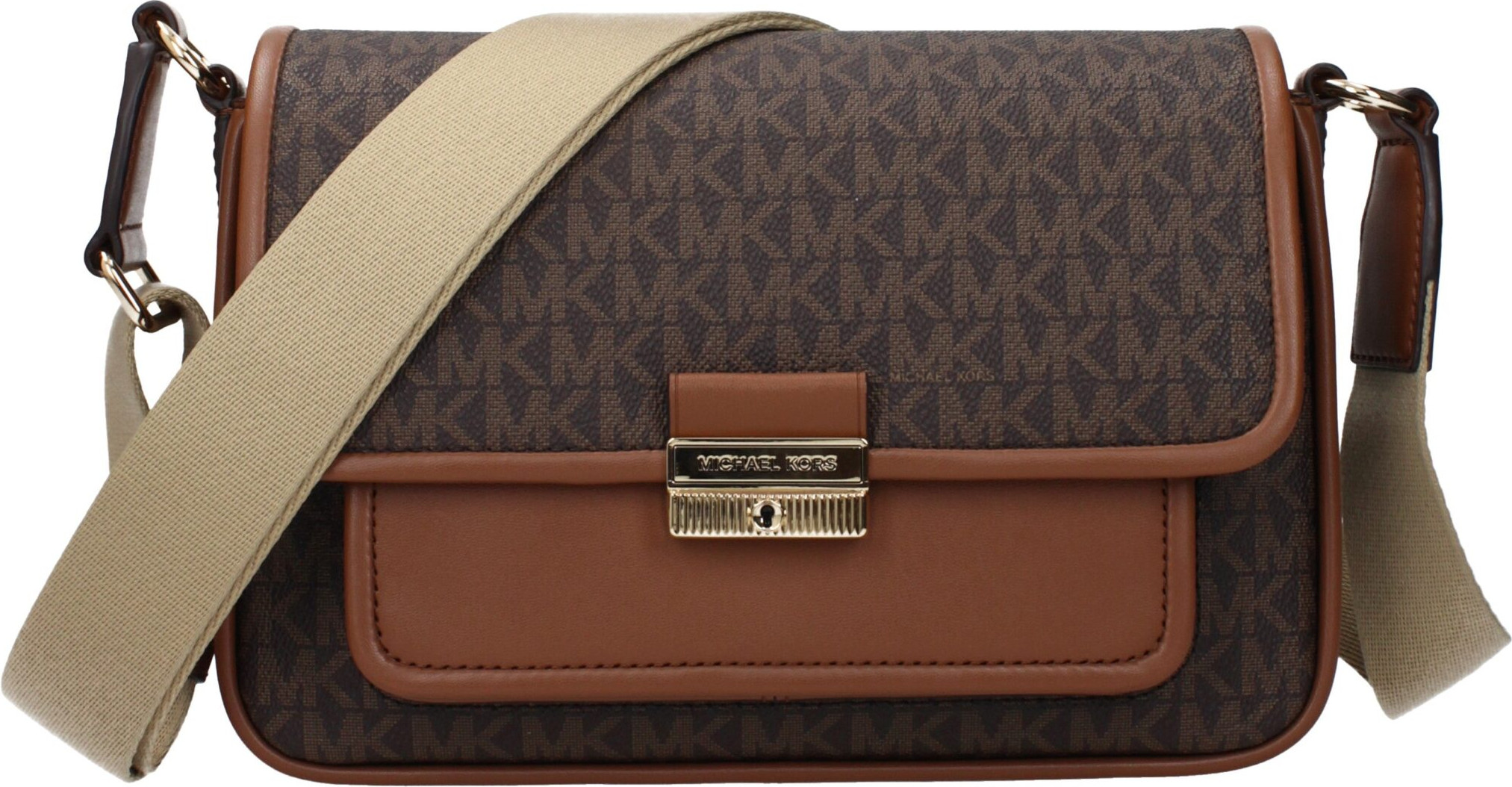 Коричневая тканевая сумка через плечо Michael Kors