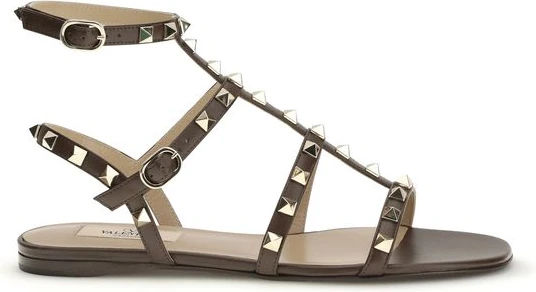 Sandals Valentino Garavani Brown Calf Leather Bos Taurus Strap-On
