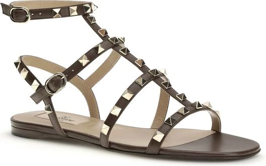 Sandals Valentino Garavani Brown Calf Leather Bos Taurus Strap-On