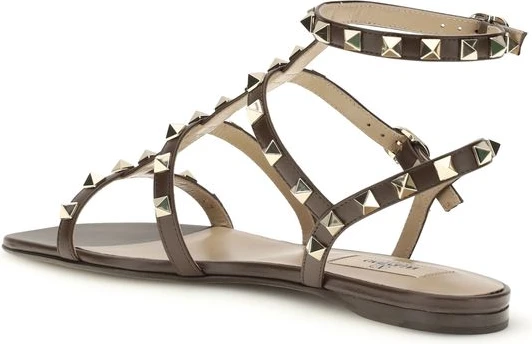 Sandals Valentino Garavani Brown Calf Leather Bos Taurus Strap-On