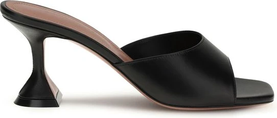 Black Calf Leather Bos Taurus Stiletto Heel Sandals Amina Muaddi