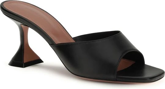 Black Calf Leather Bos Taurus Stiletto Heel Sandals Amina Muaddi