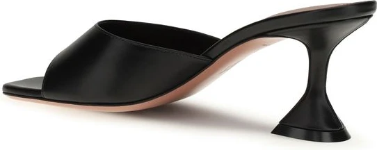 Black Calf Leather Bos Taurus Stiletto Heel Sandals Amina Muaddi