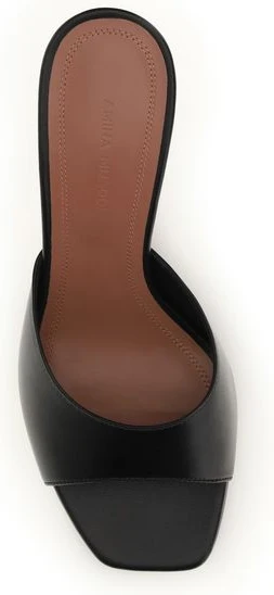Black Calf Leather Bos Taurus Stiletto Heel Sandals Amina Muaddi