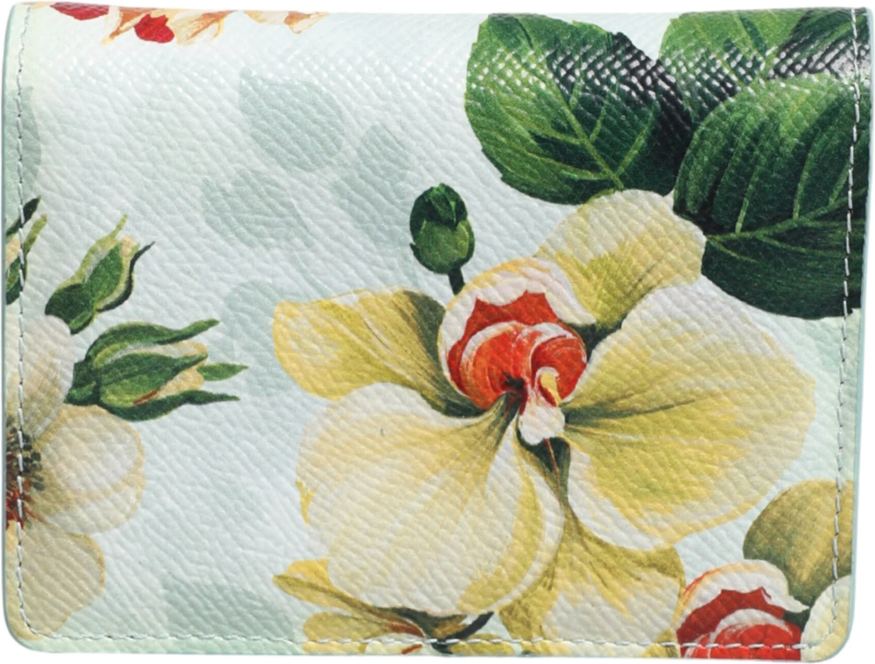 Континентальный кошелек Green Floral Print Leather Wallet Dolce & Gabbana