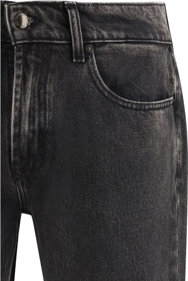 Black Cotton Straight-Leg Jeans