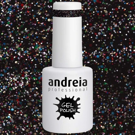 Andreia Semi-Permanent Nail Gel Polish Black Glitter