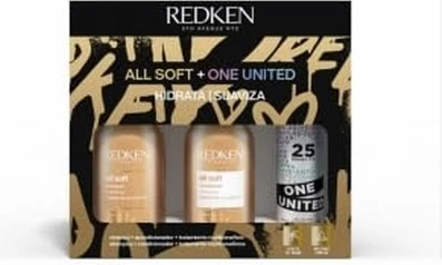 Redken All Soft & One United Увлажняющий набор для ухода с шампунем, кондиционером и спреем - Рождественский набор