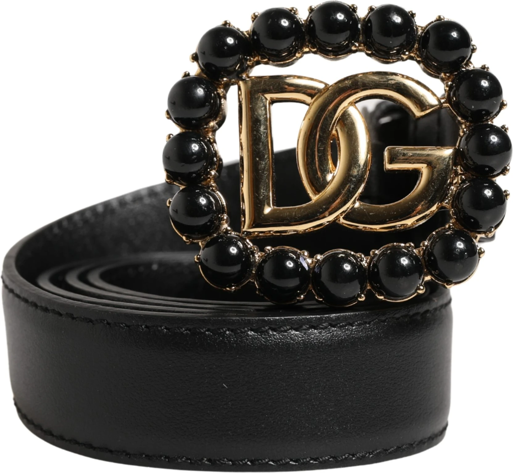 Черный кожаный ремень Dolce & Gabbana с пряжкой и логотипом DG
