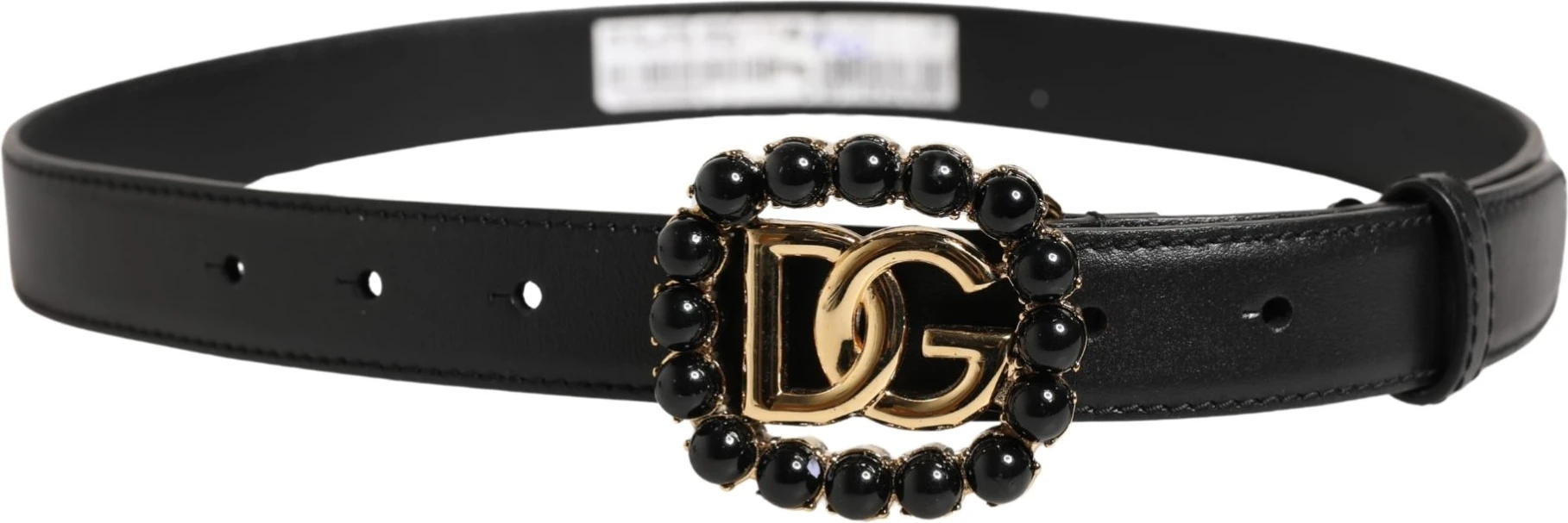 Черный кожаный ремень Dolce & Gabbana с пряжкой и логотипом DG