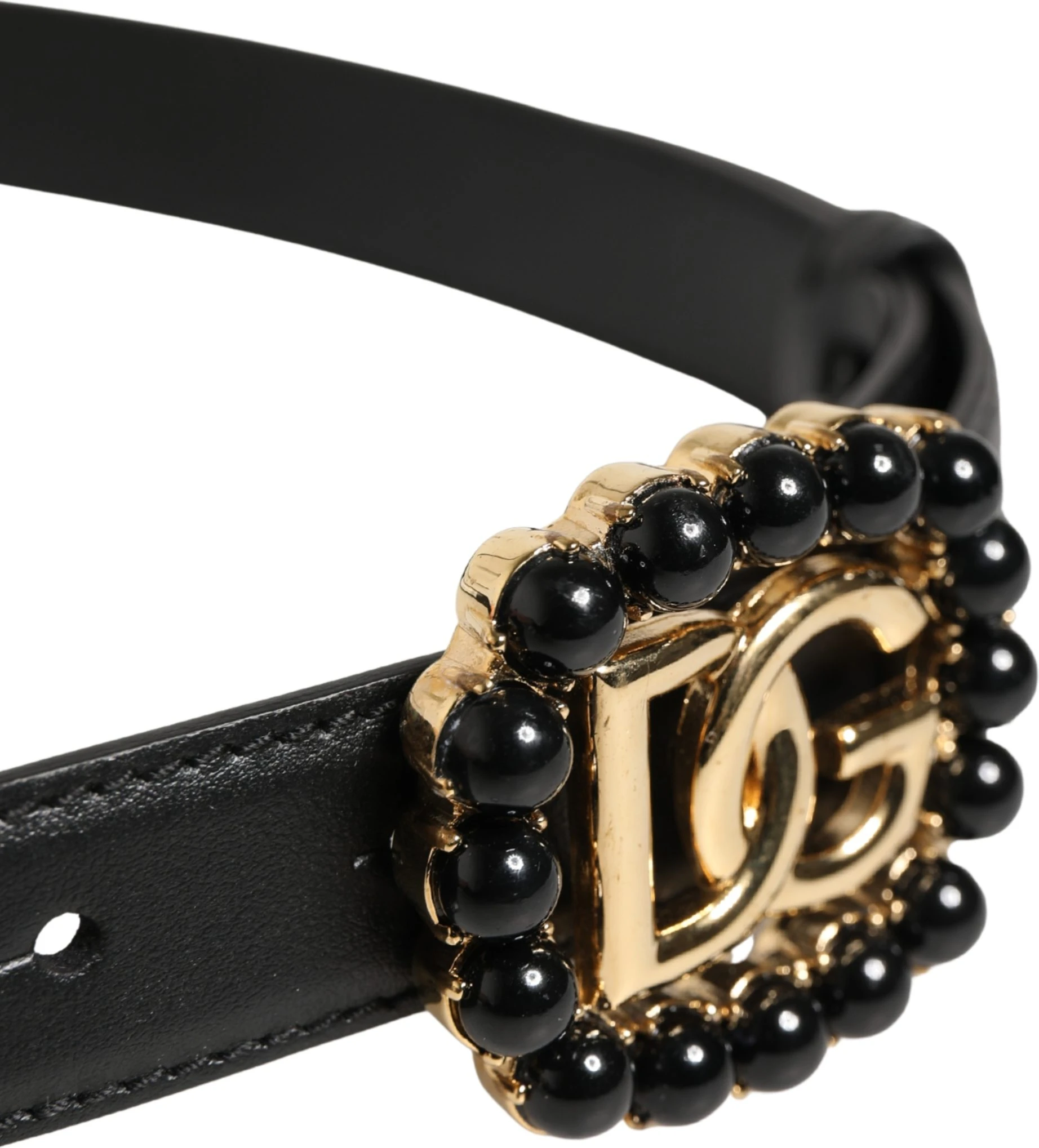 Черный кожаный ремень Dolce & Gabbana с пряжкой и логотипом DG