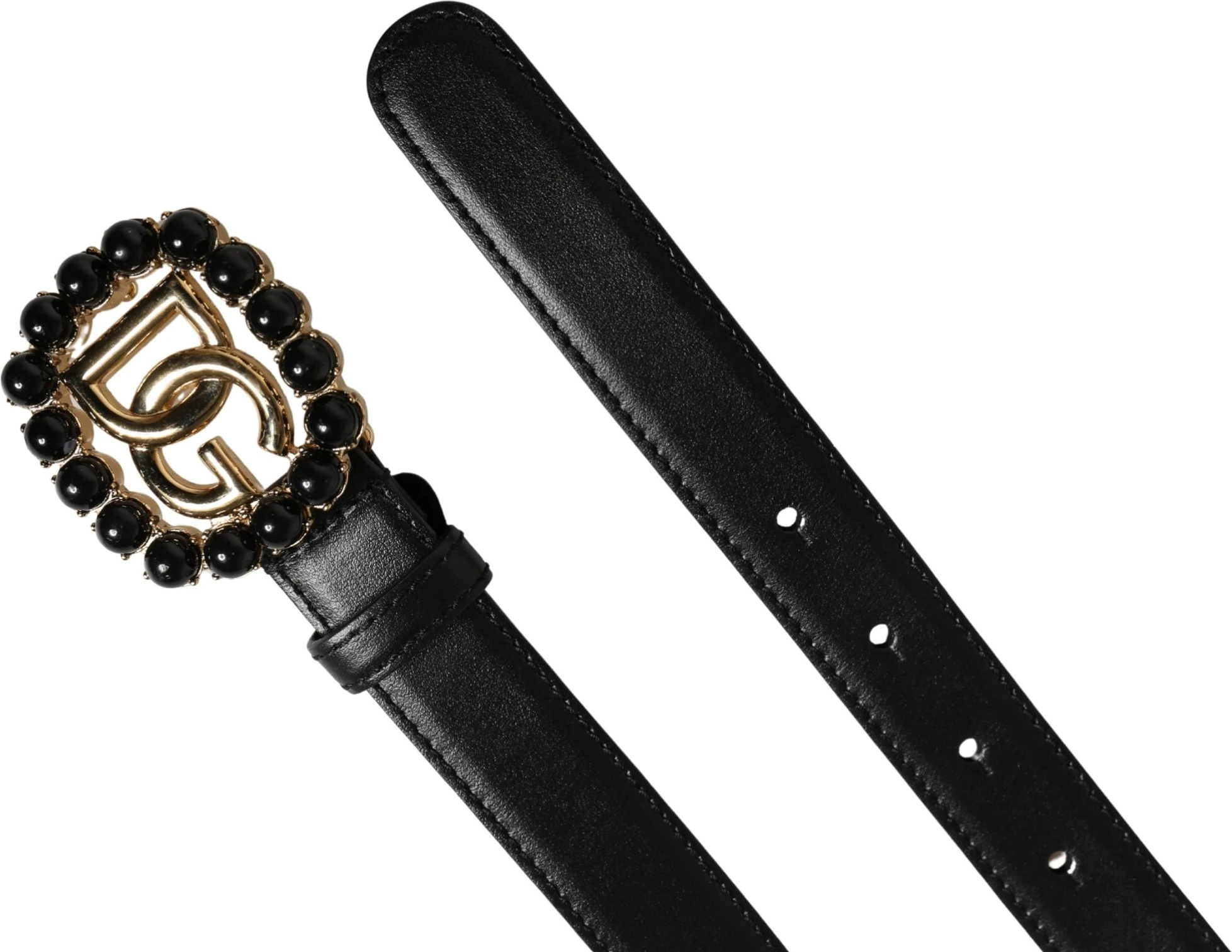 Черный кожаный ремень Dolce & Gabbana с пряжкой и логотипом DG