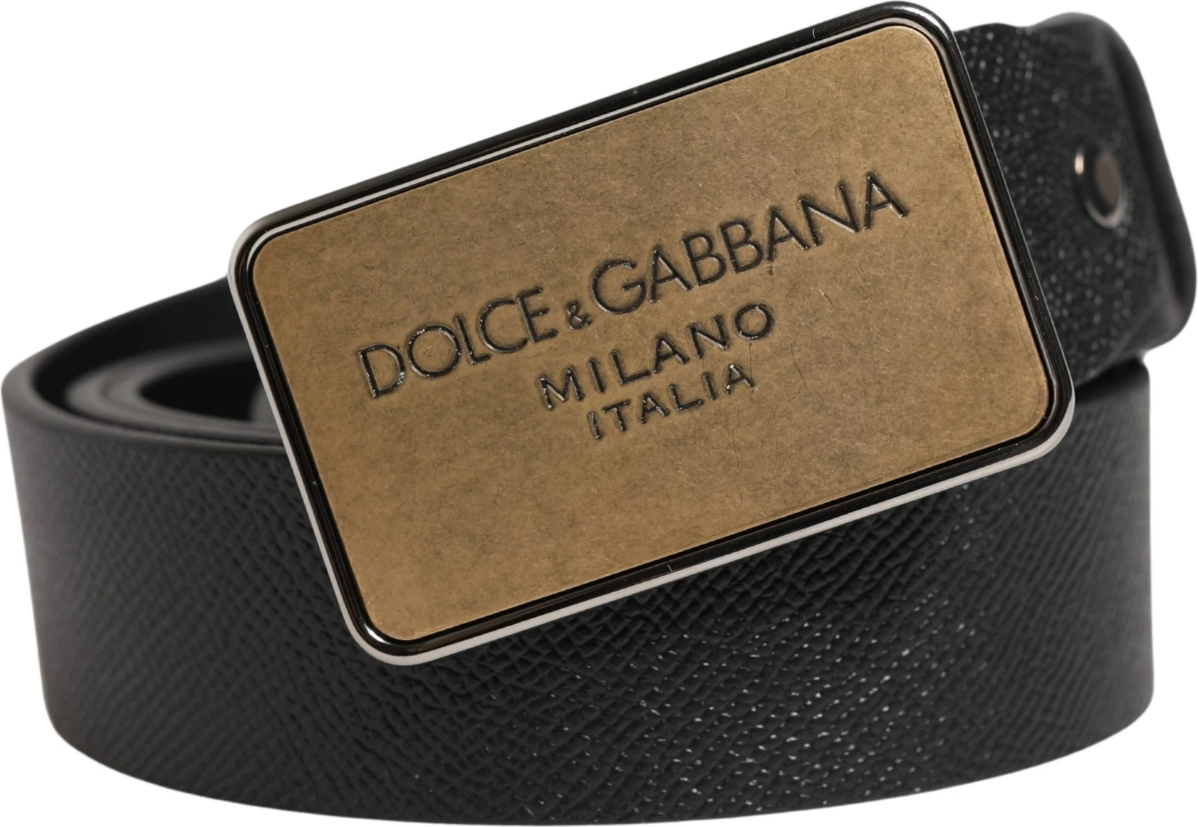 Черный классический кожаный ремень с металлической пряжкой и логотипом Dolce & Gabbana