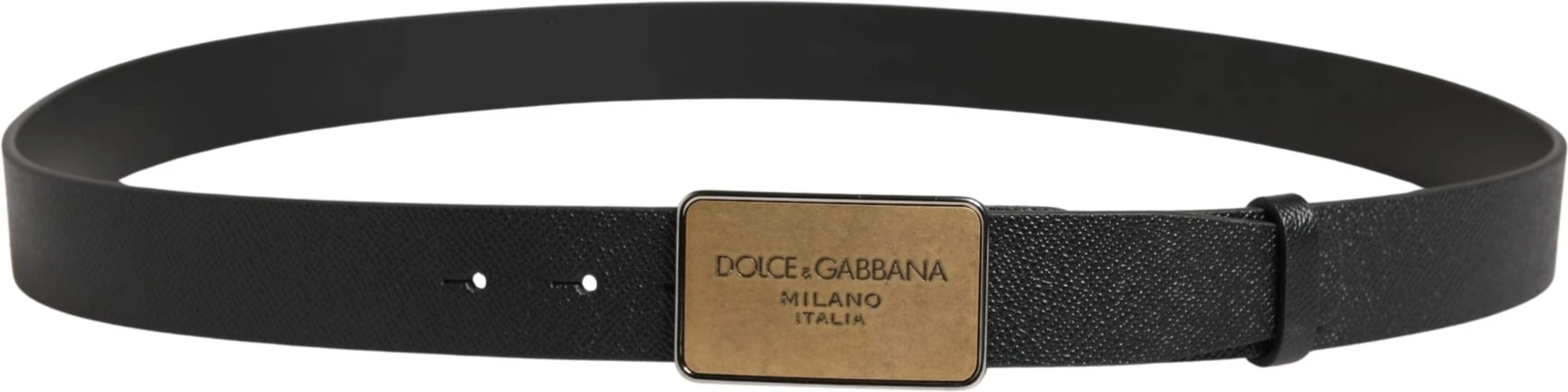 Черный классический кожаный ремень с металлической пряжкой и логотипом Dolce & Gabbana